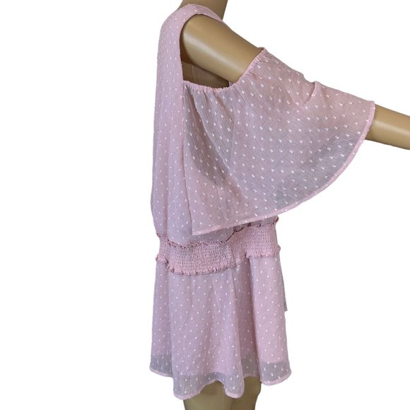 Lane Bryant Womens Blouse Size 26 Baby Pink Cold Shoulders Lined Elastic Waist - Picture 3 of 14